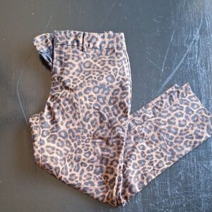 Lord & Taylor Leopard Print Ankle Pants Brown/Black